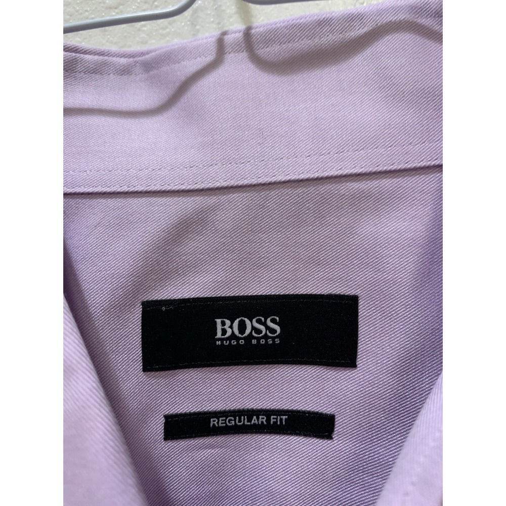 Boss Purple Mens Striped Button-Down Long Sleeve Shirt 43 / 17 - Picture 3 of 4